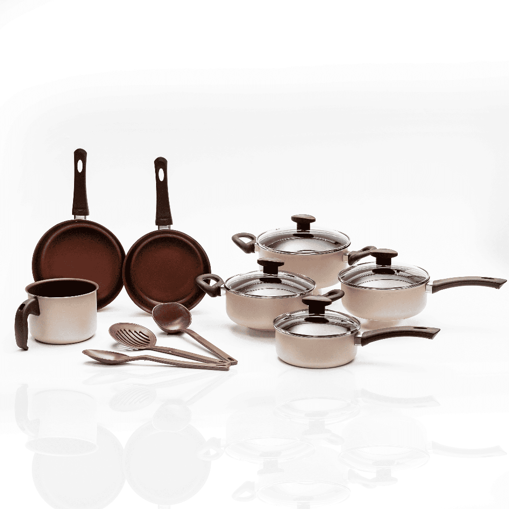 Jogo de Panelas Antiaderente 10 Peças Tampa de Vidro Teflon