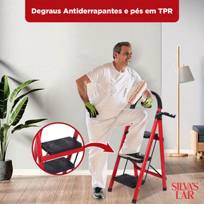 [Compre 1 Leve 2] Escada Redmax Dobrável Antiderrapante de Aço [BLACK FRIDAY]