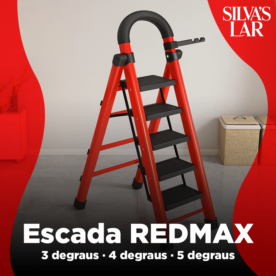 [Compre 1 Leve 2] Escada Redmax Dobrável Antiderrapante de Aço [BLACK FRIDAY]